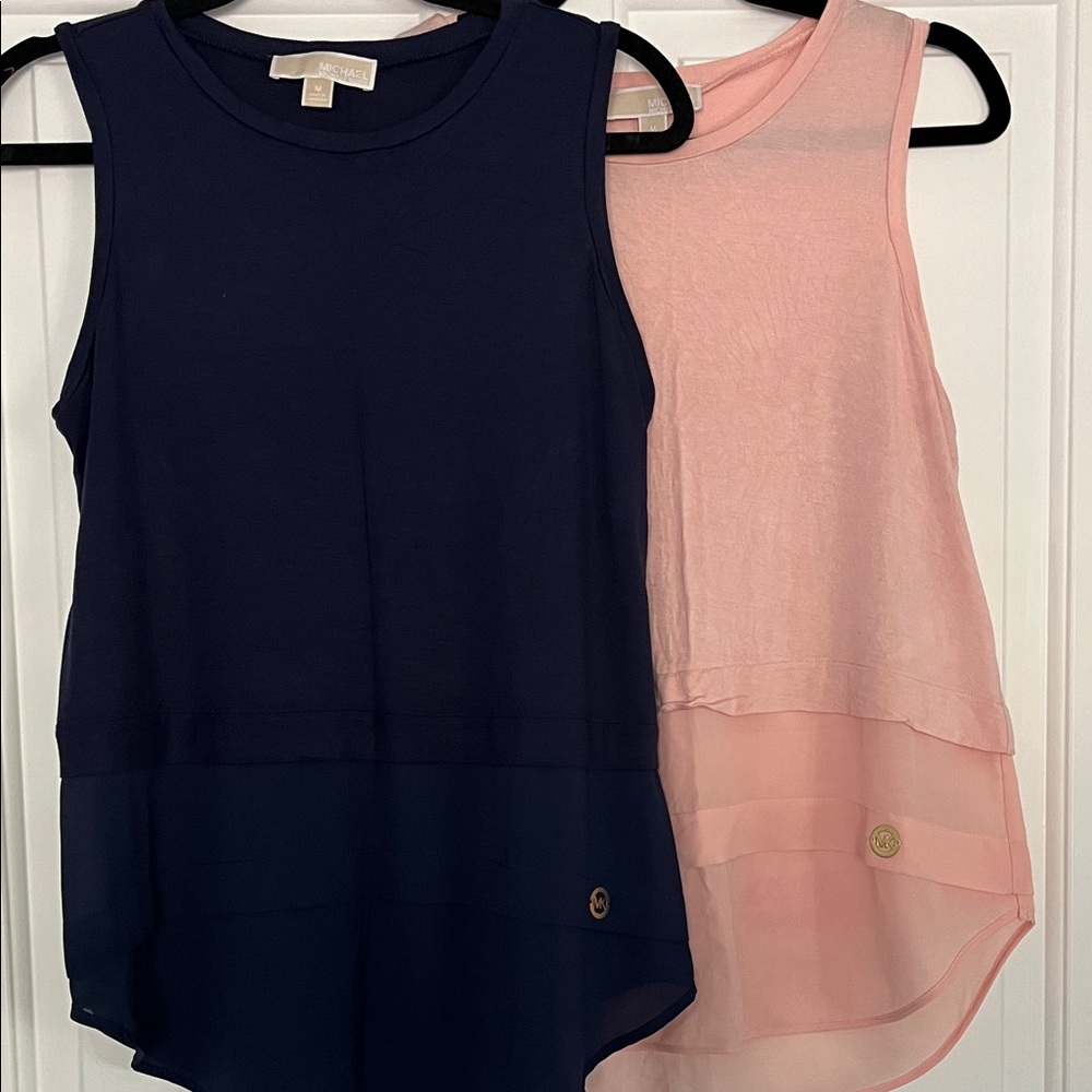 Michael Kors Navy and Pink Tank Tops